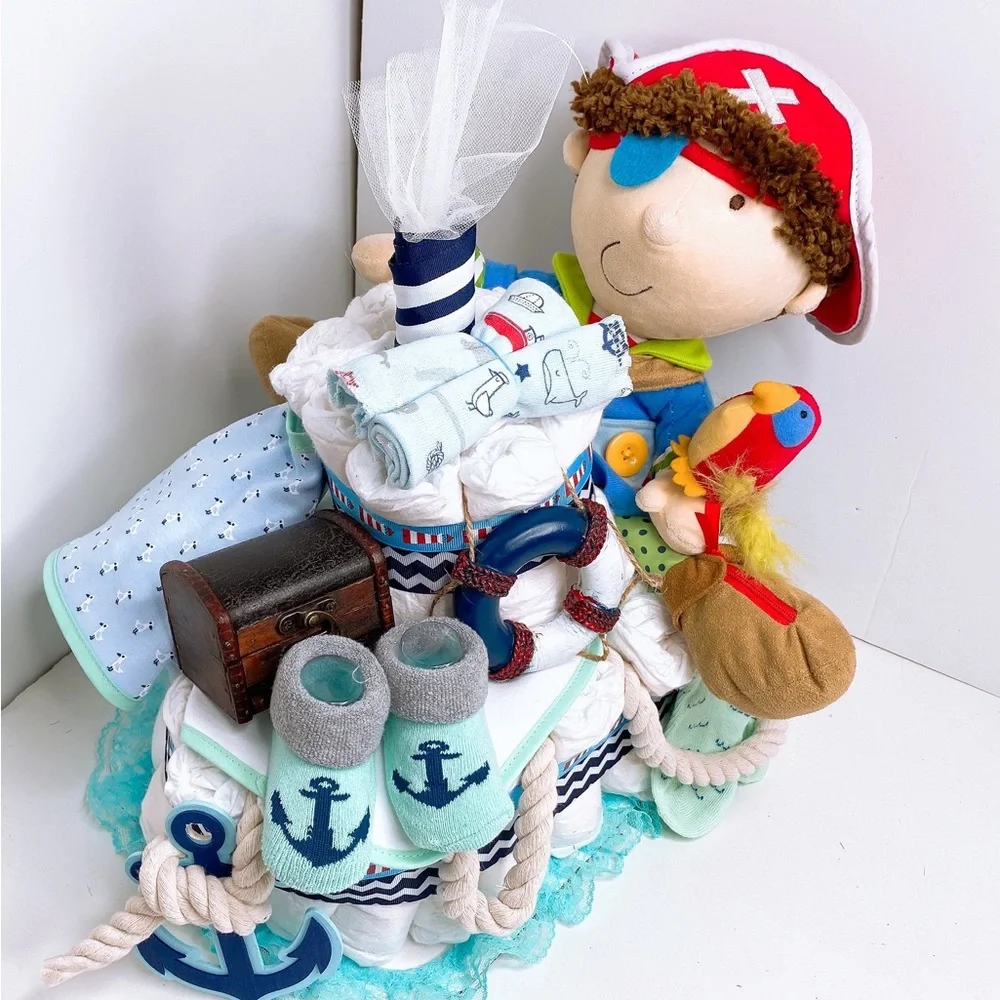 Pirate Diaper Cake, Nautical Themed